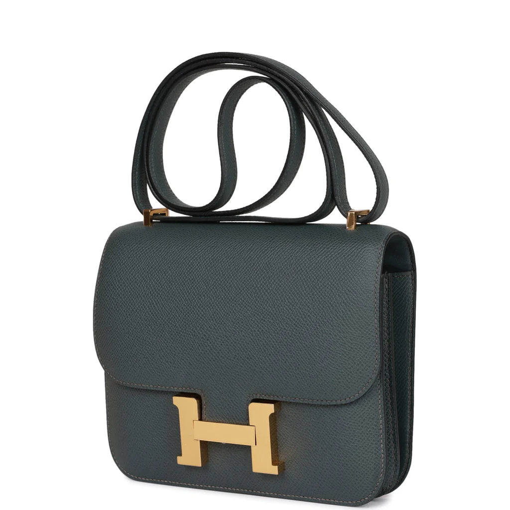 HE&ME Constance 18 Bleu Orage Epsom Gold Hardware