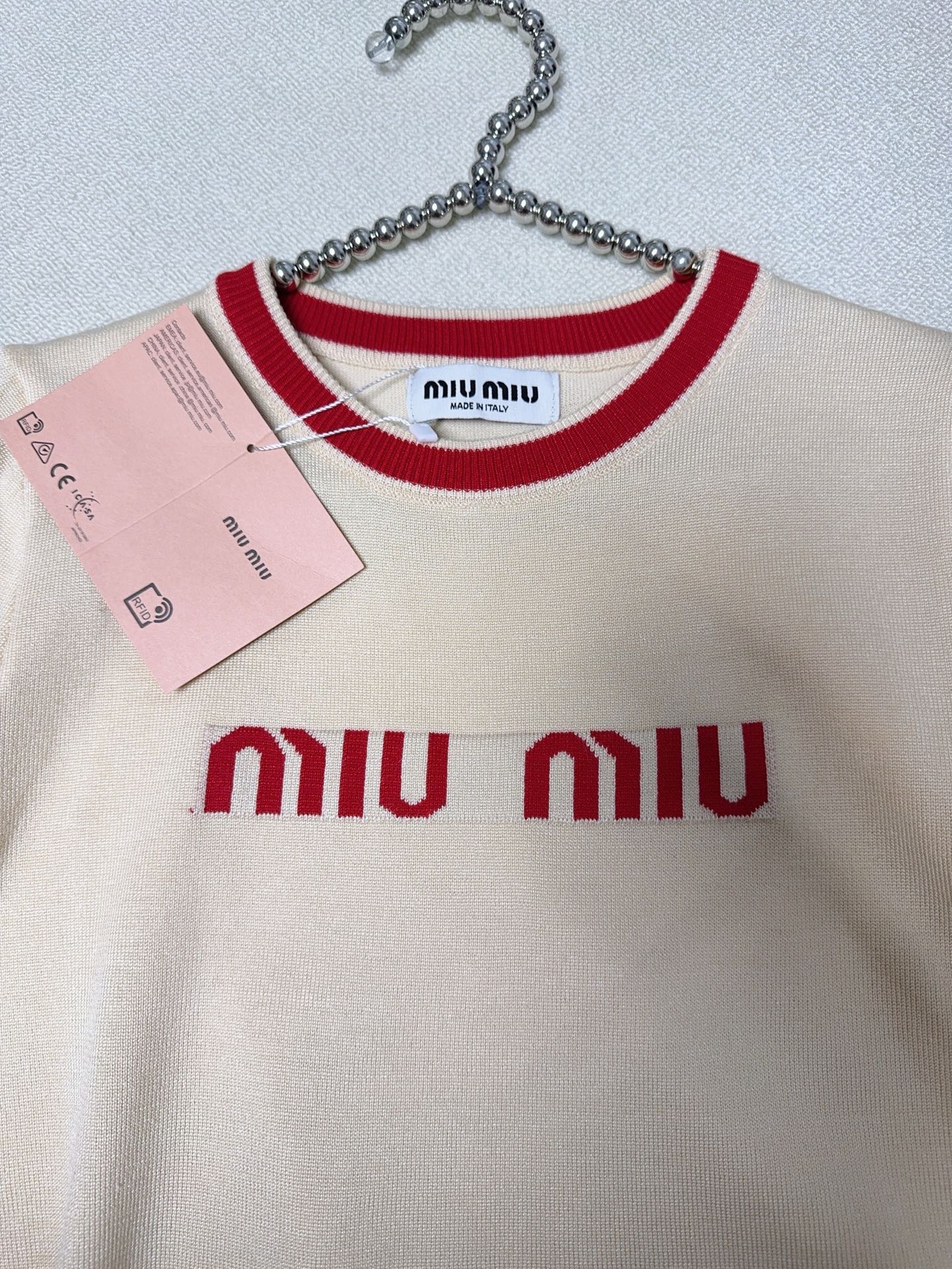 Contrast color round neck knitted short sleeve
