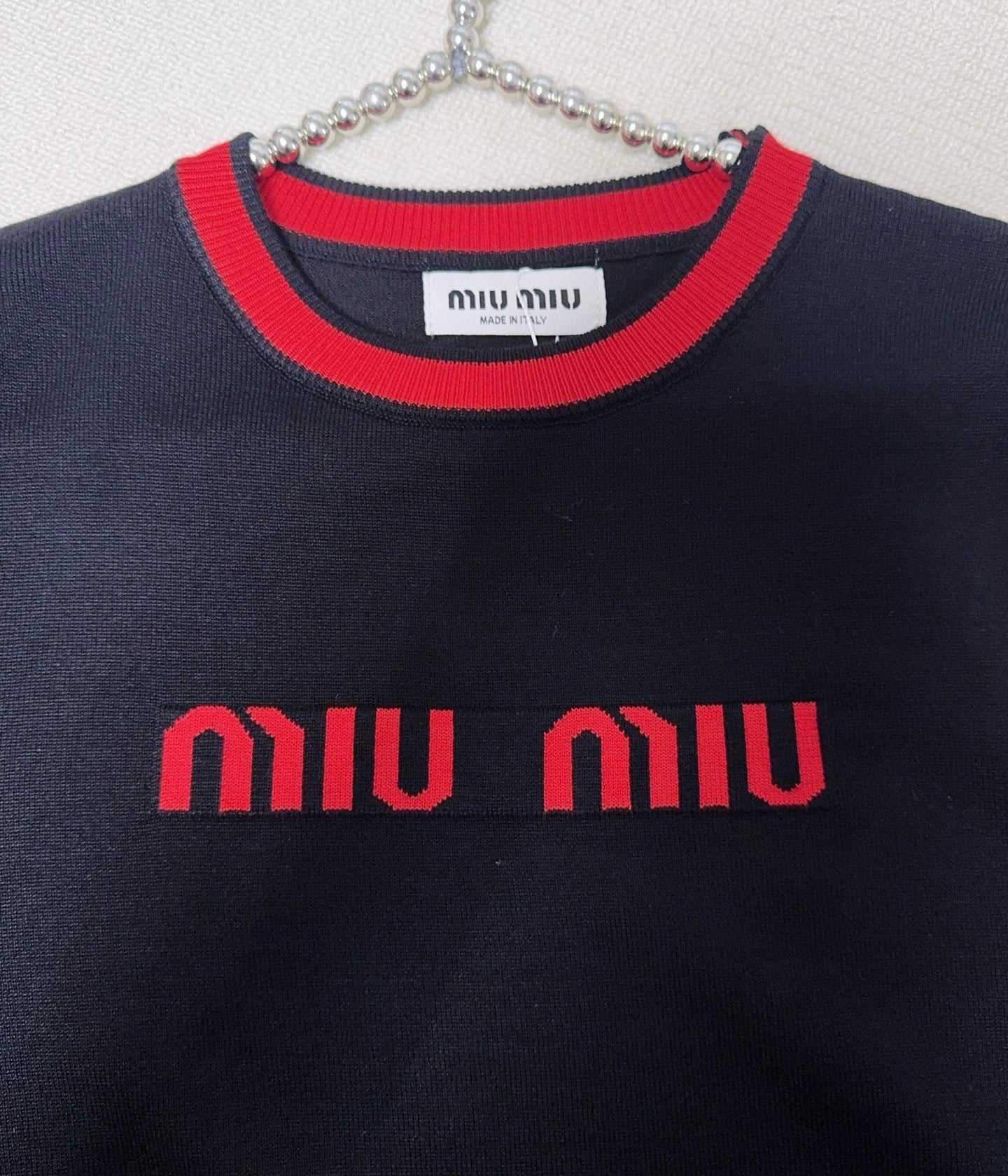 Contrast color round neck knitted short sleeve