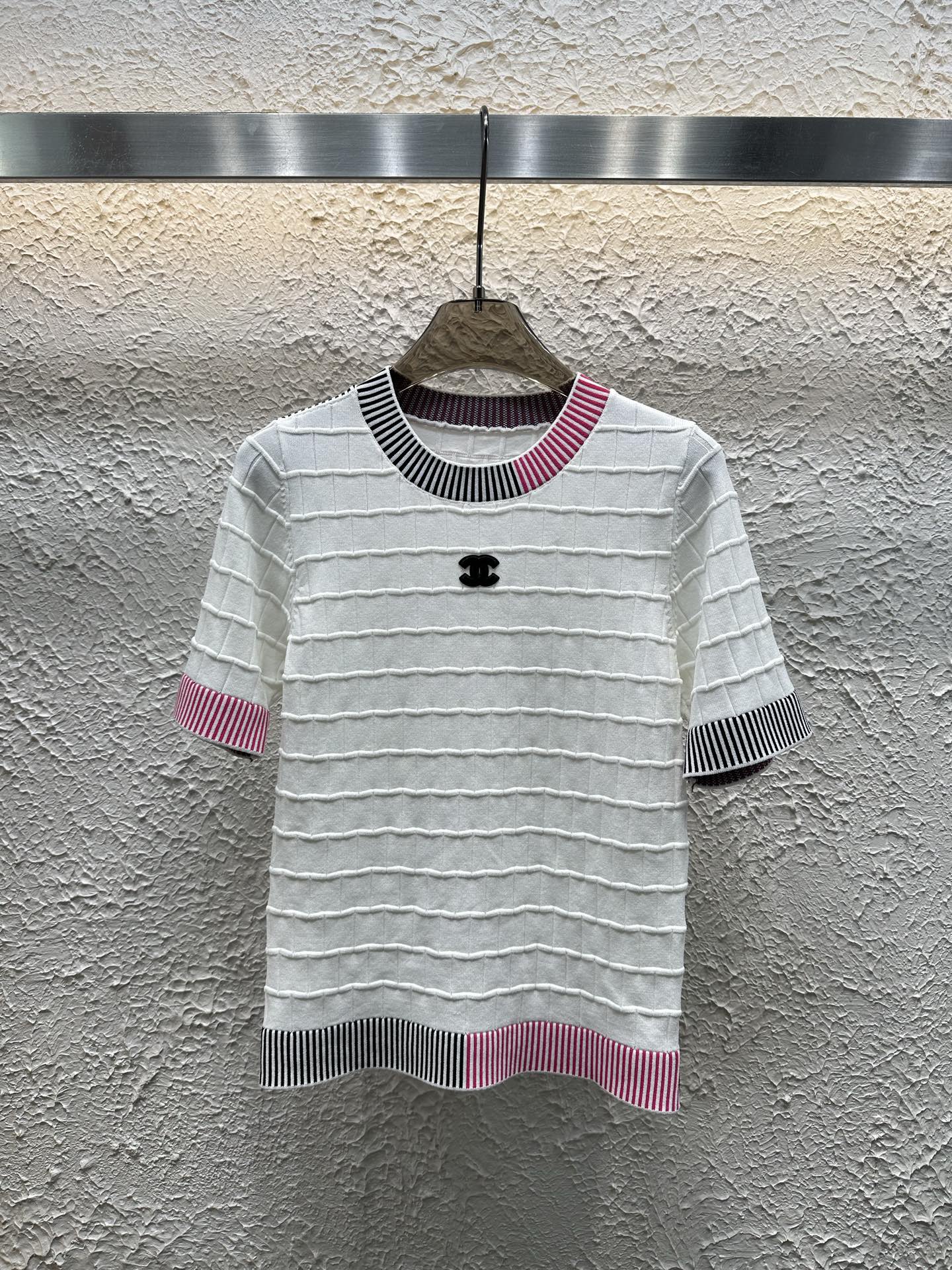 New color matching round collar knitted short sleeves