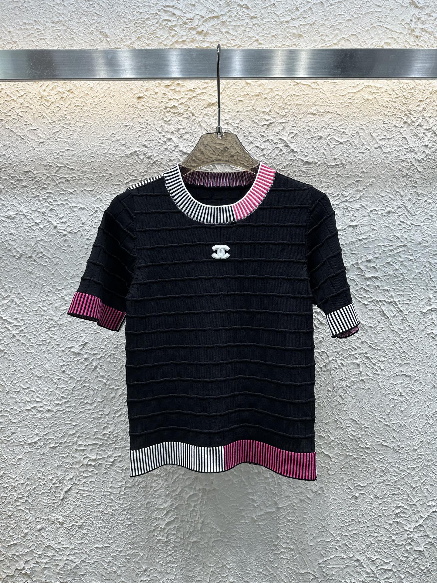 New color matching round collar knitted short sleeves