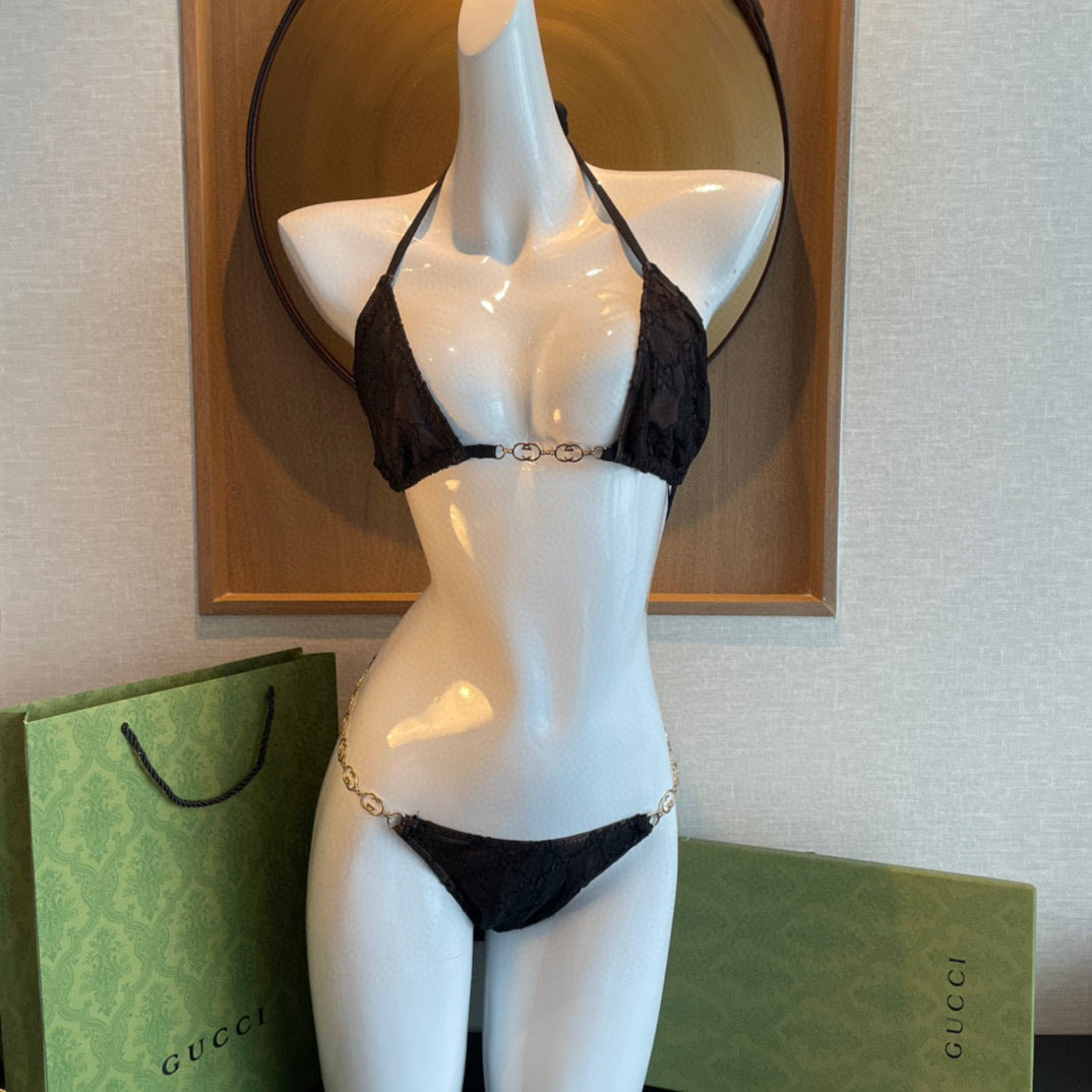 New sexy lace chain split bikini swimsuit