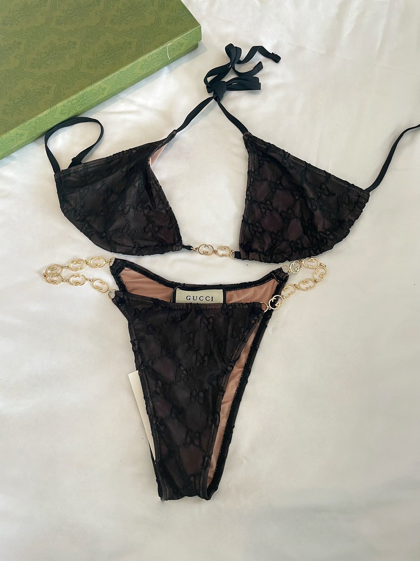 New sexy lace chain split bikini swimsuit