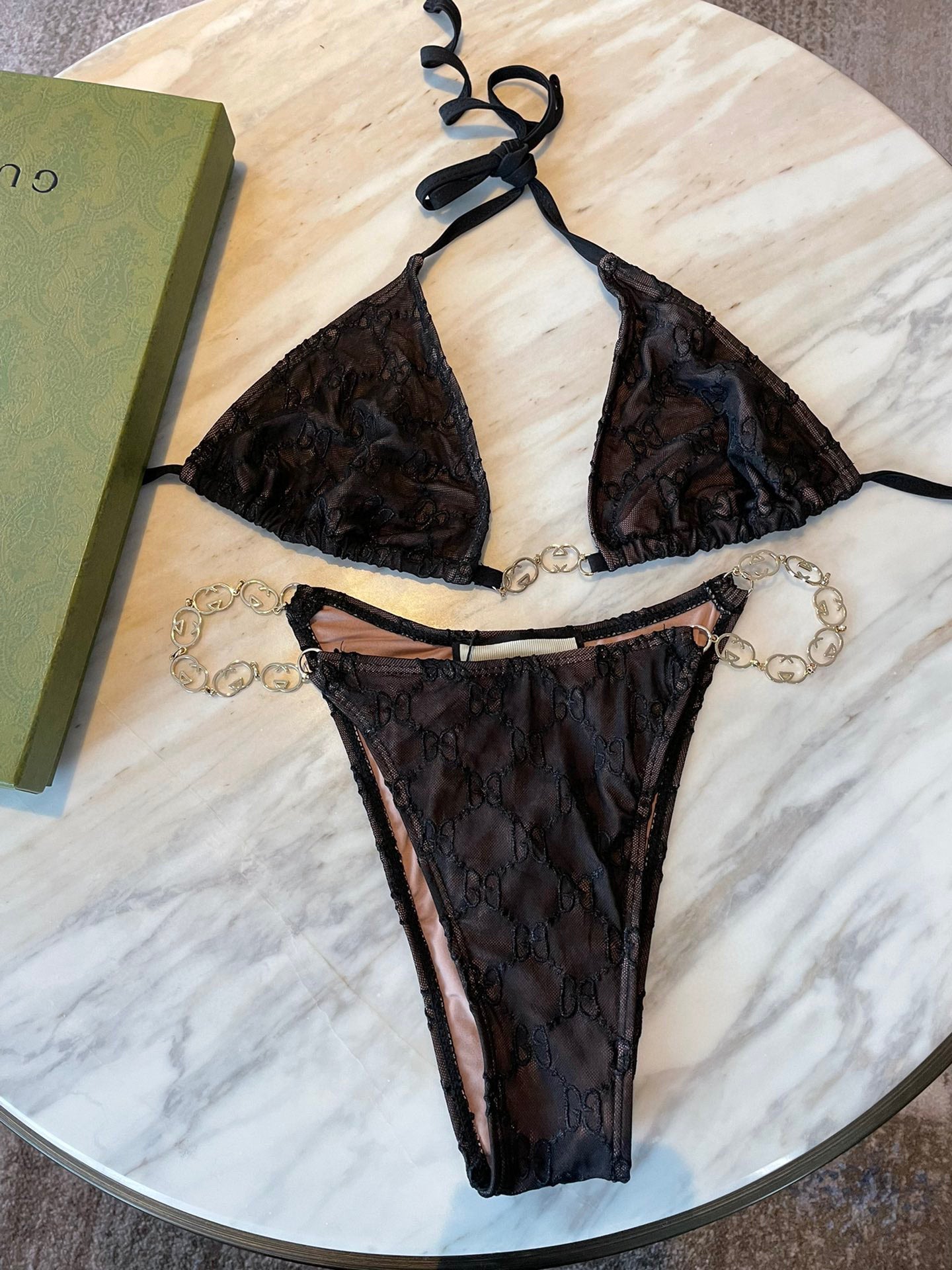 New sexy lace chain split bikini swimsuit
