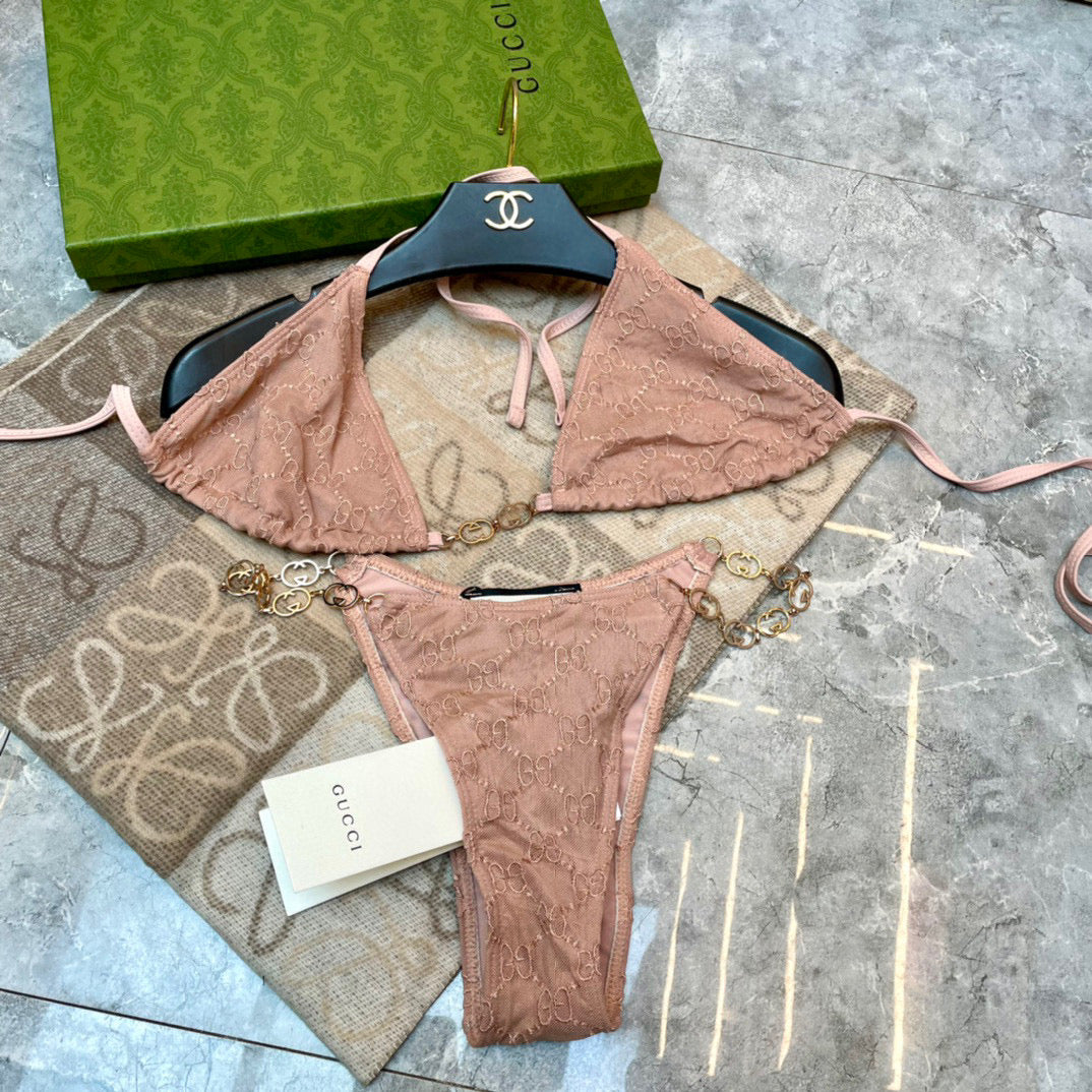 New sexy lace chain split bikini swimsuit
