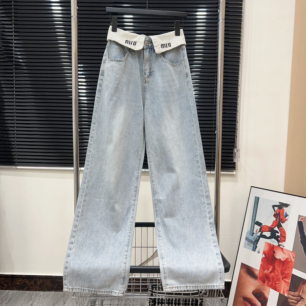 White reverse washed jeans