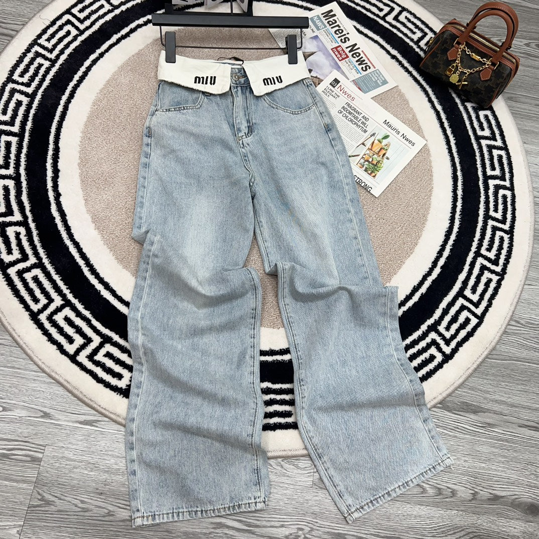 White reverse washed jeans