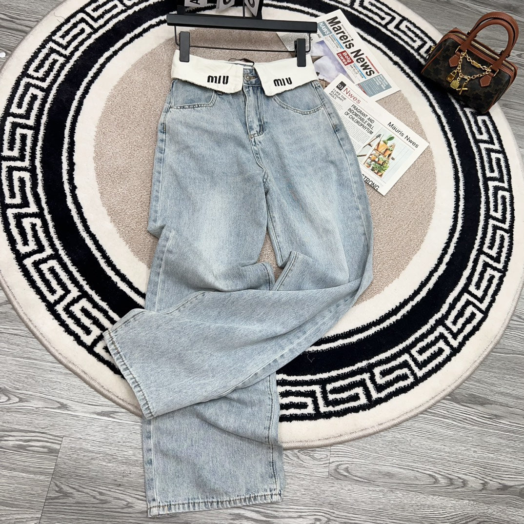 White reverse washed jeans