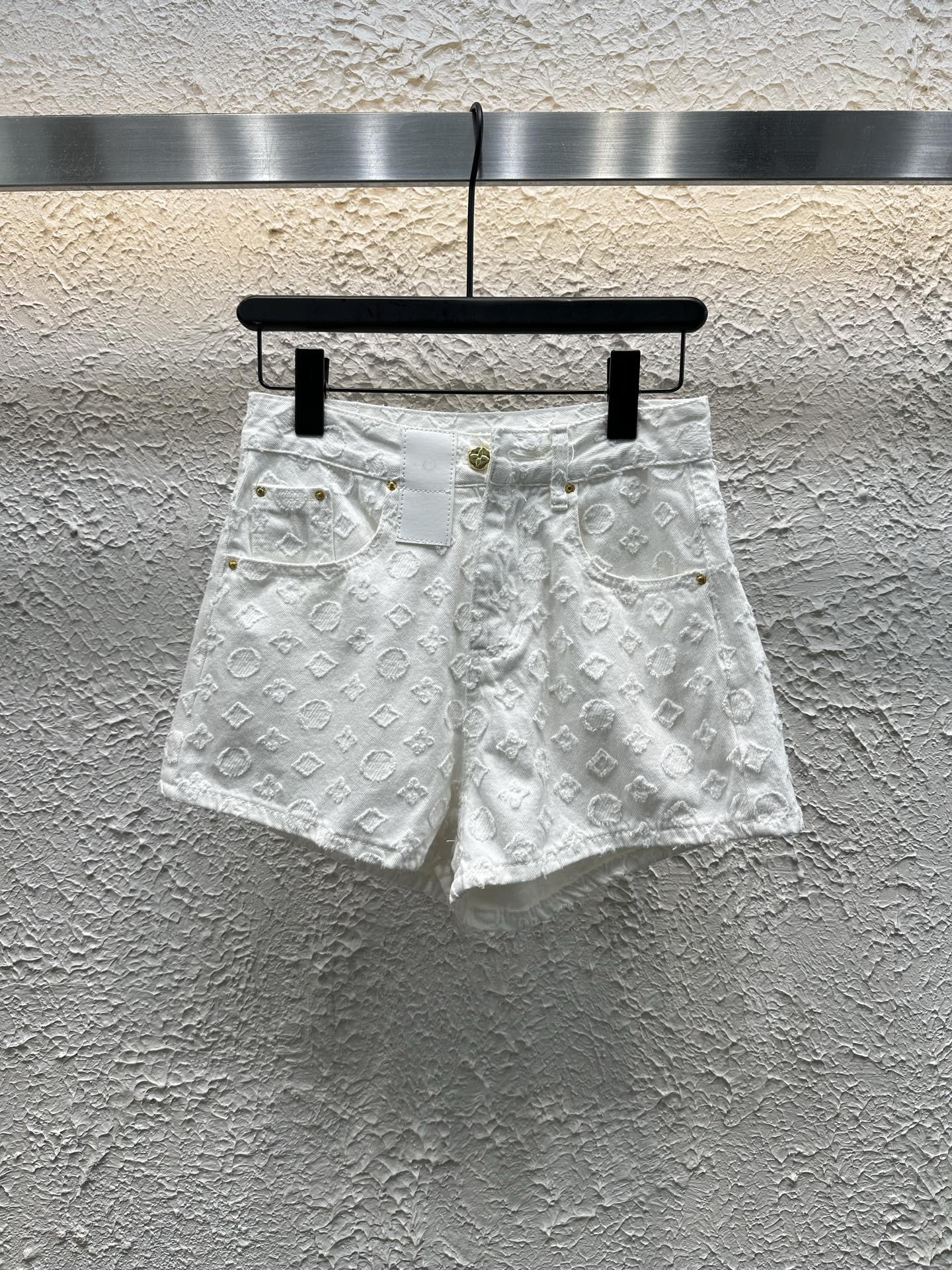 White embroidered letter shorts