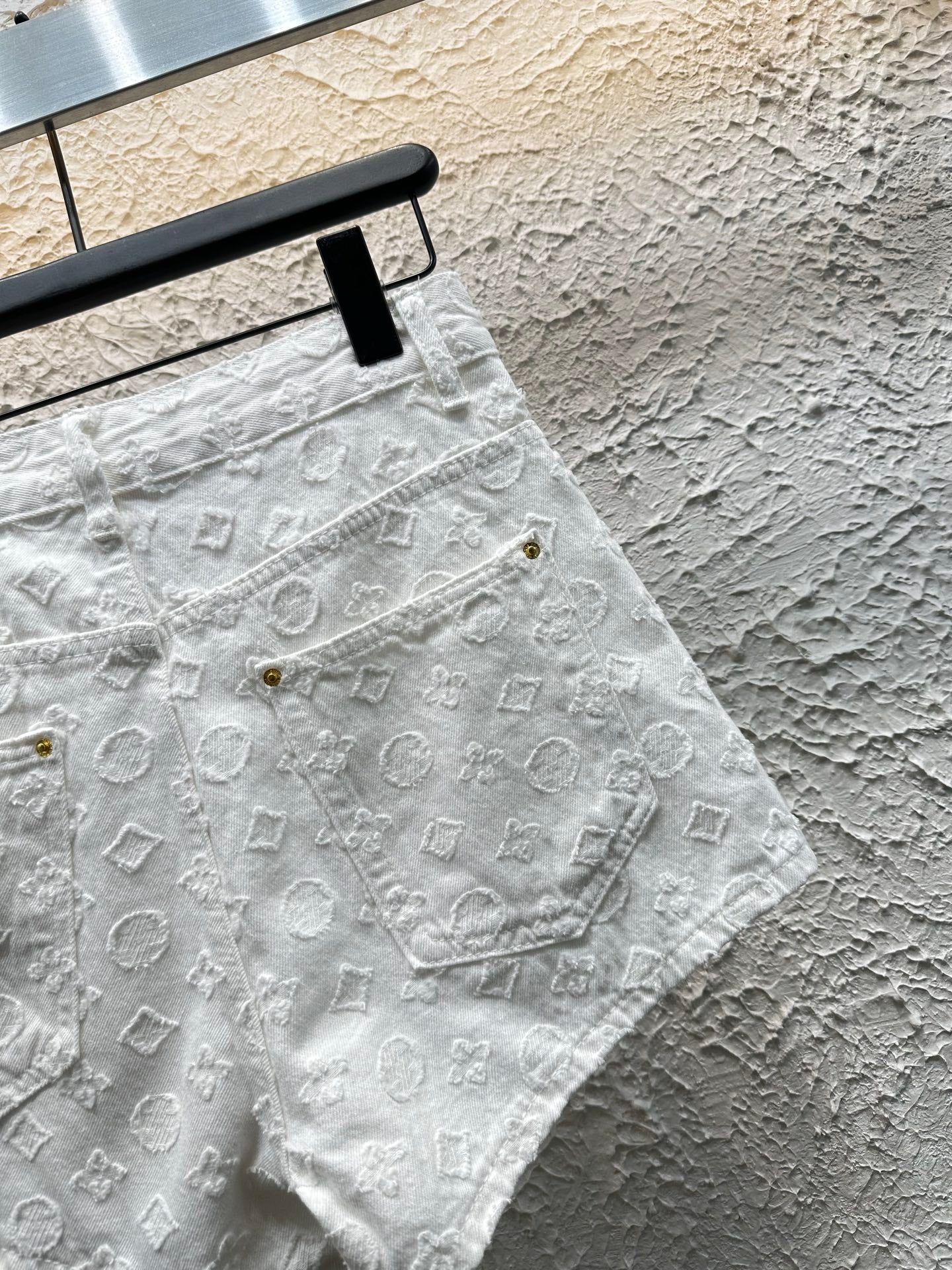White embroidered letter shorts