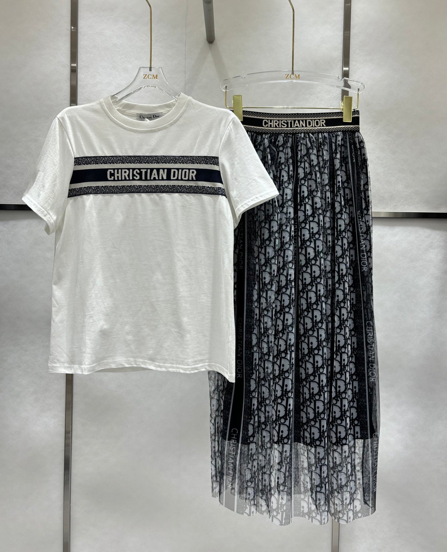 Letter short sleeve gauze printed skirt sui