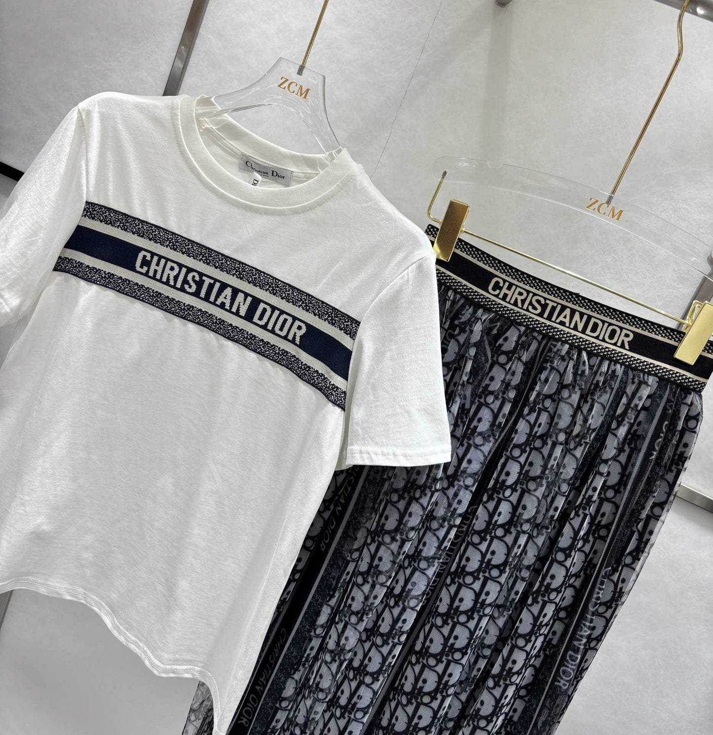 Letter short sleeve gauze printed skirt sui