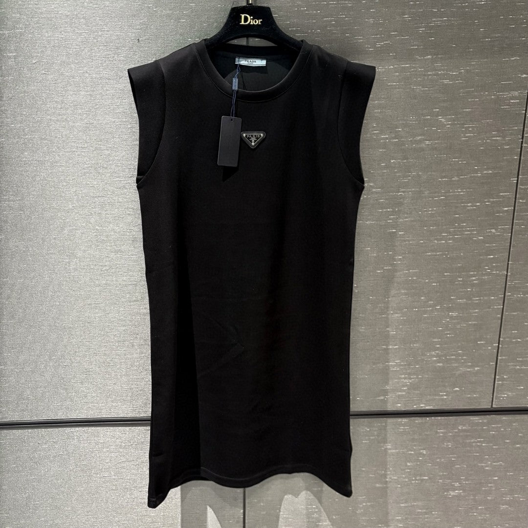 Cotton Metal Logo Sleeveless Tank Dress