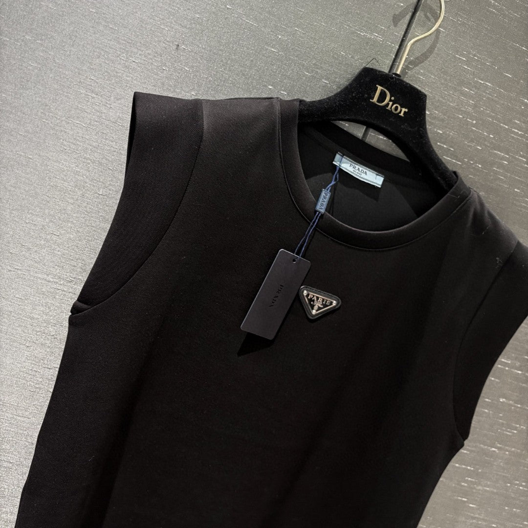 Cotton Metal Logo Sleeveless Tank Dress