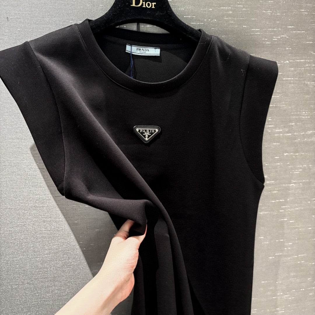 Cotton Metal Logo Sleeveless Tank Dress
