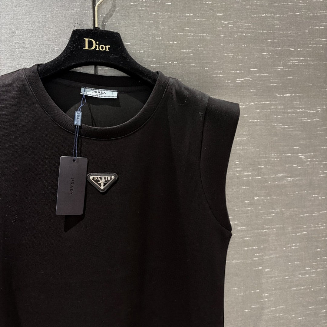 Cotton Metal Logo Sleeveless Tank Dress