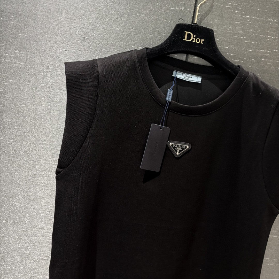 Cotton Metal Logo Sleeveless Tank Dress
