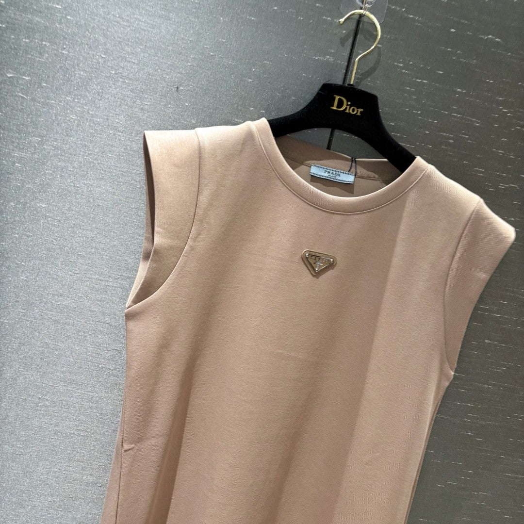 Cotton Metal Logo Sleeveless Tank Dress