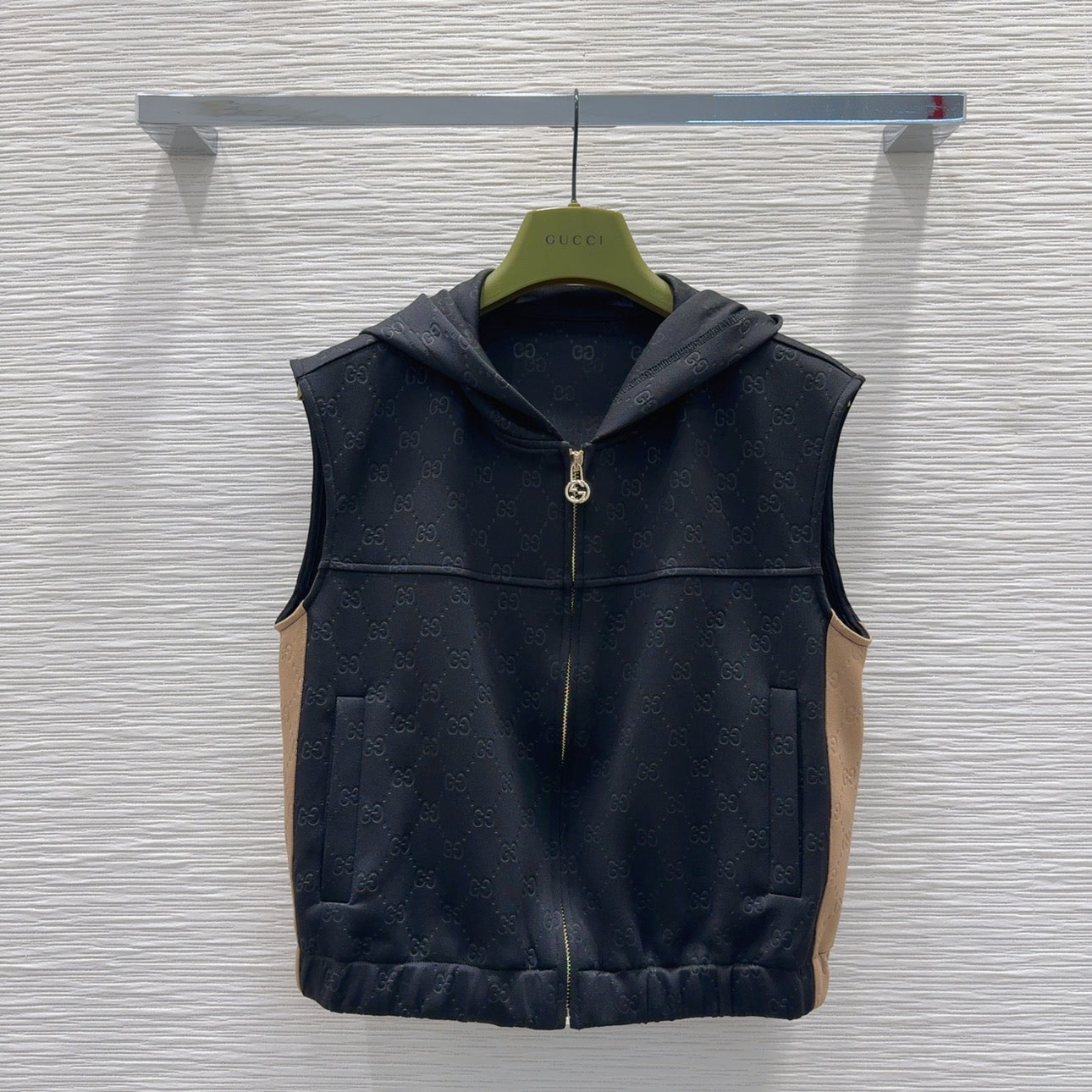 Sleeveless Hooded Colorblock Trousers Set