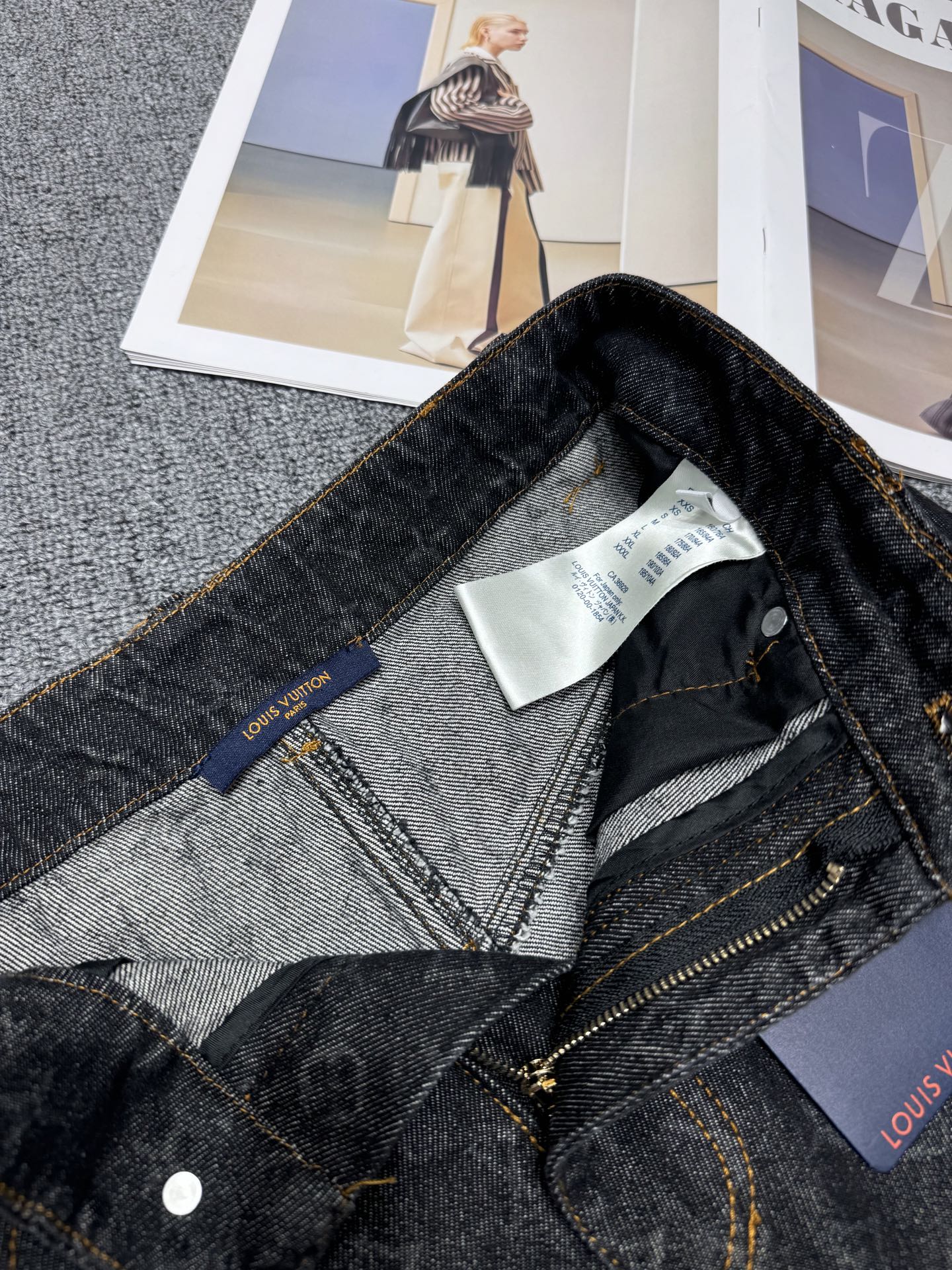 Denim shorts with monogram and two-tone letters