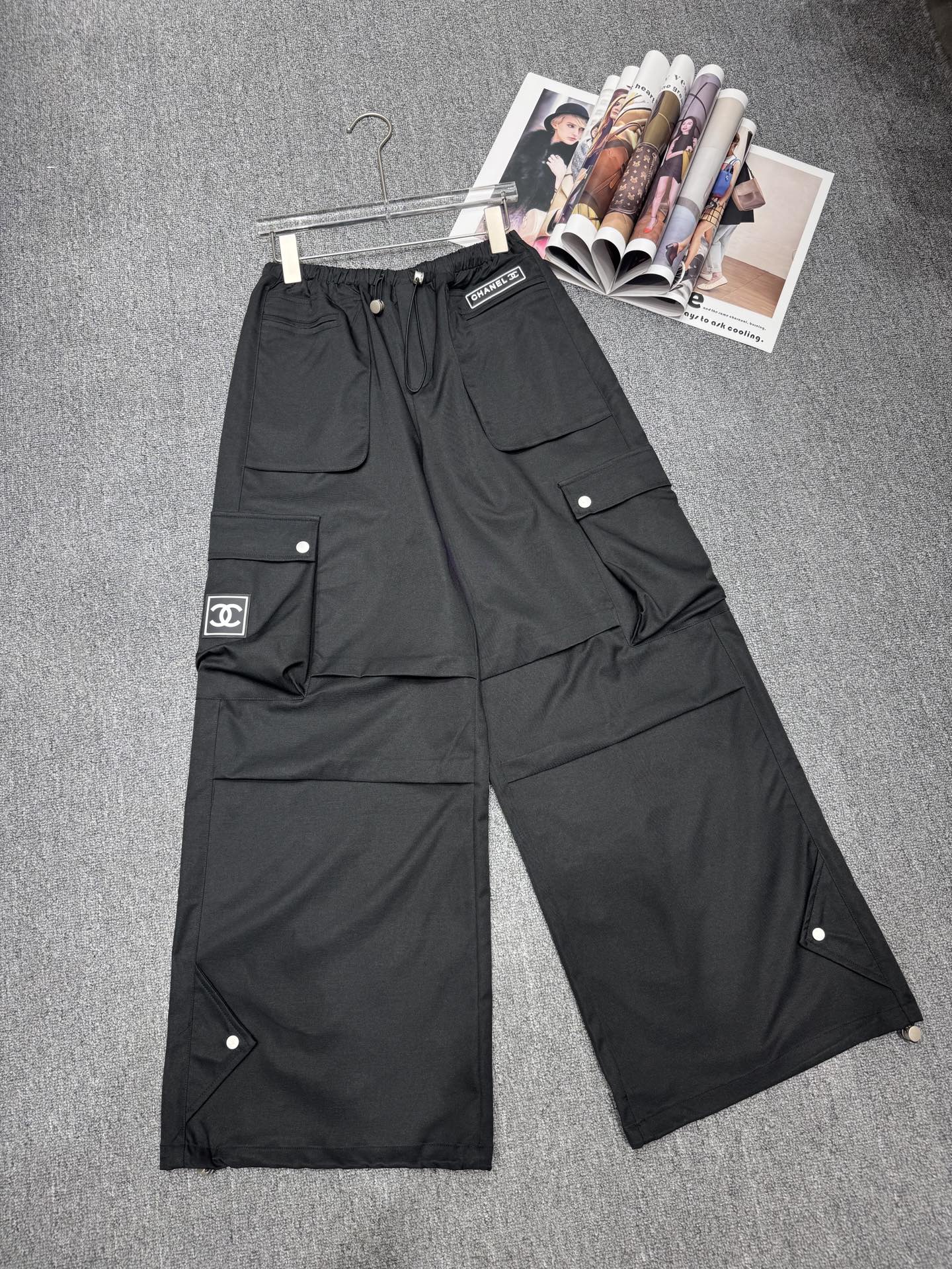 Double Pocket Black Cargo Pants
