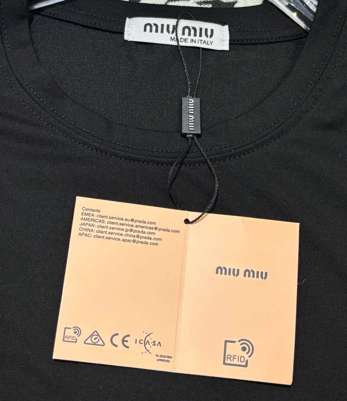Simple round neck small logo two-tone short sleeves