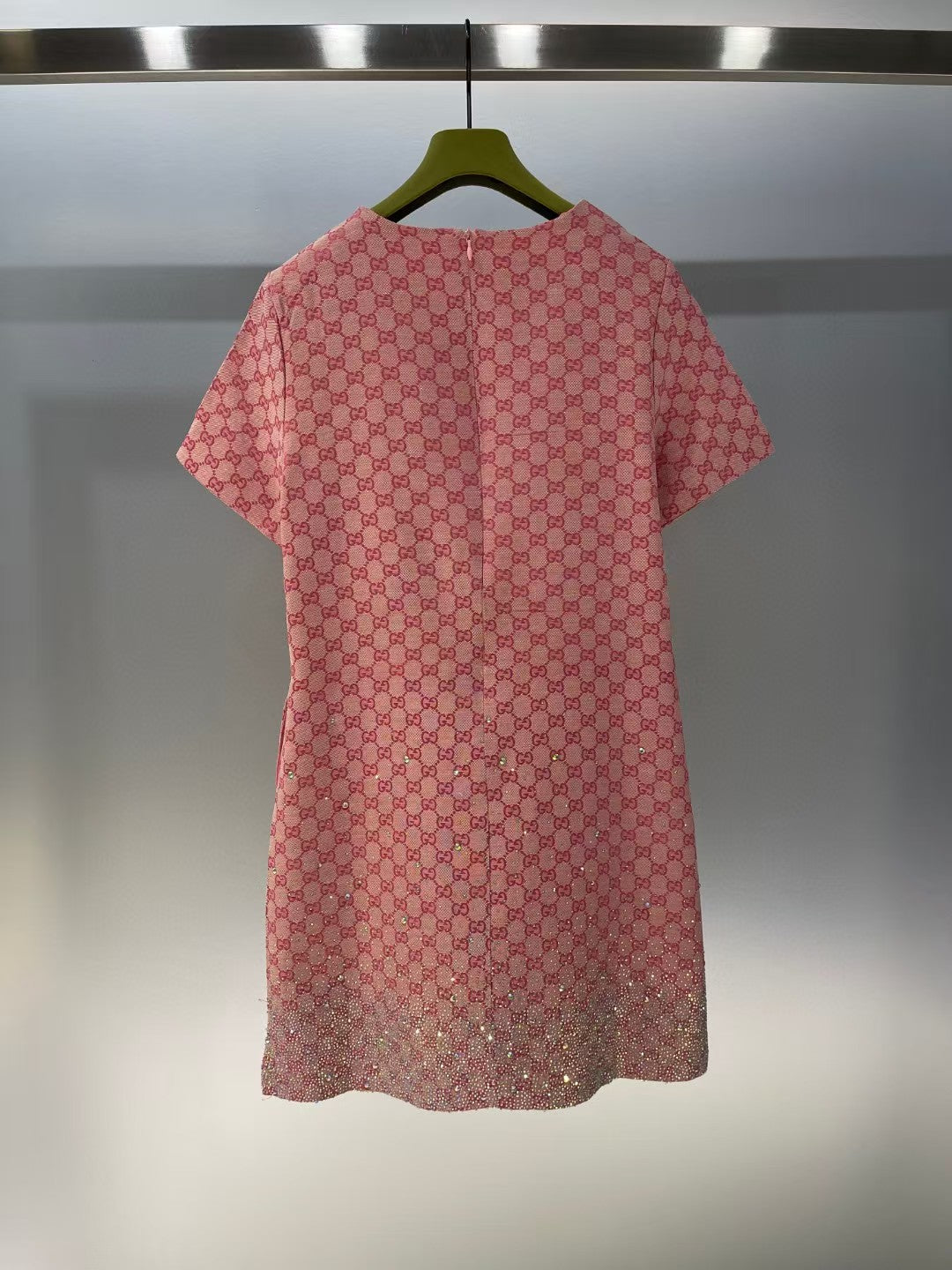 Skirt gradient full of stars rhinestone round neck short sleeve dress