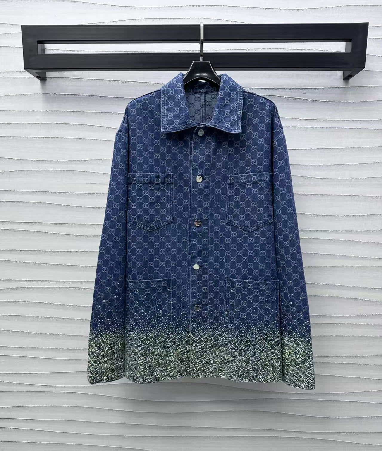 Hot drilling gradient denim shorts suit