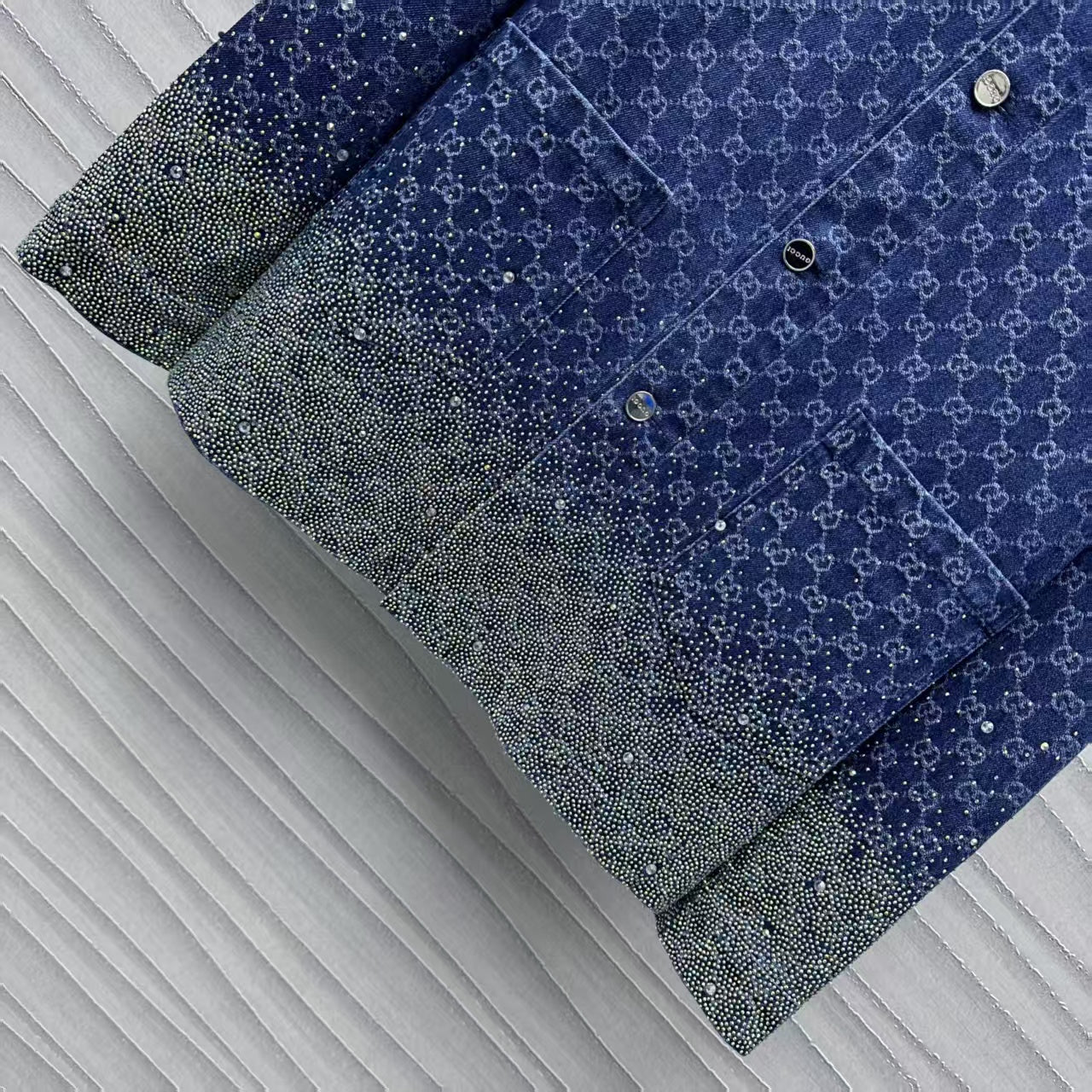 Hot drilling gradient denim shorts suit