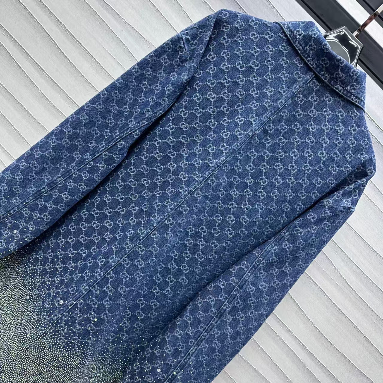 Hot drilling gradient denim shorts suit