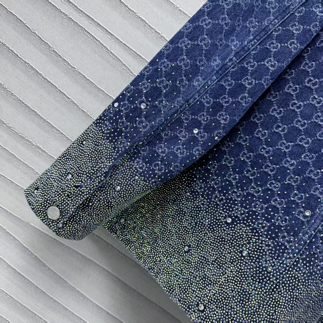 Hot drilling gradient denim shorts suit