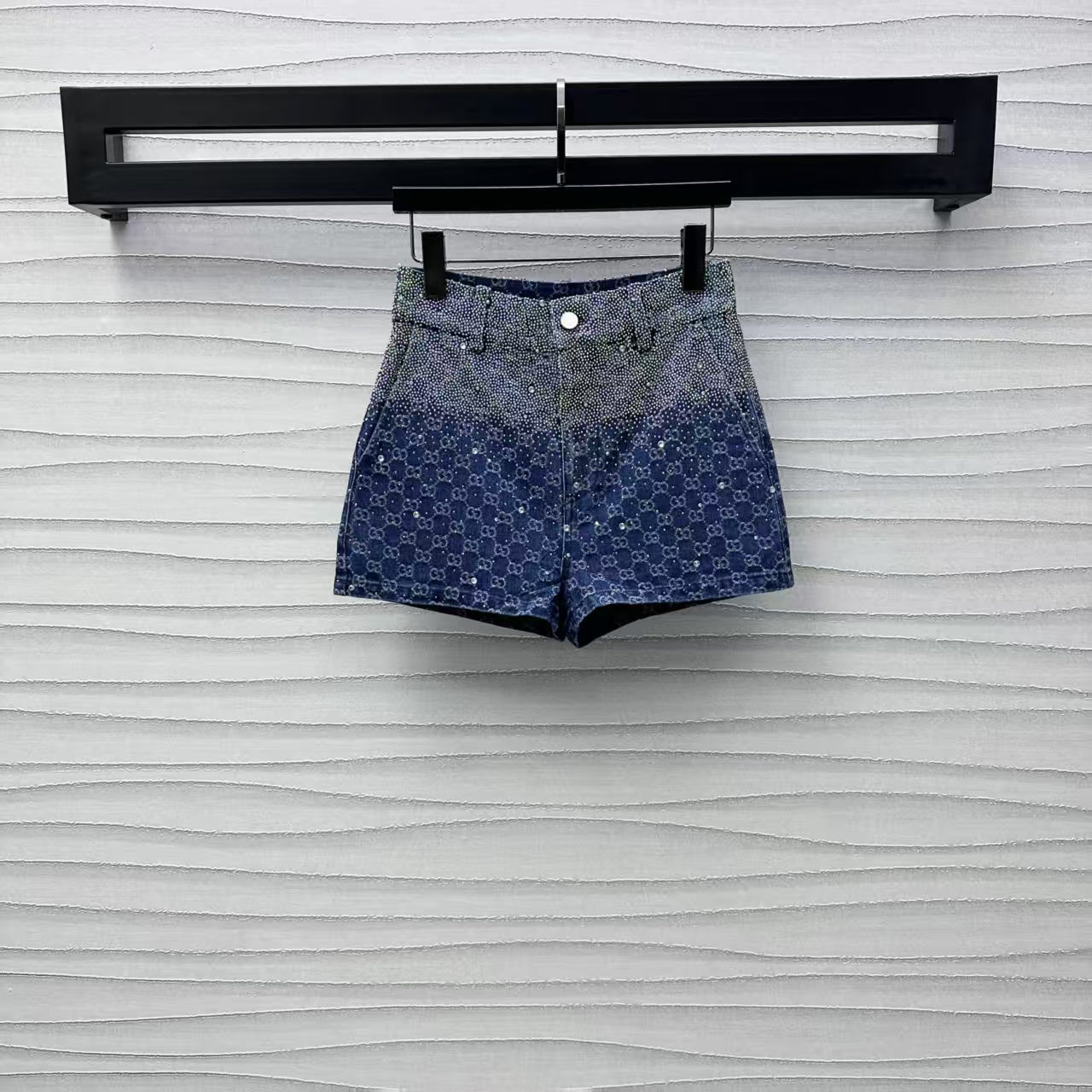 Hot drilling gradient denim shorts suit