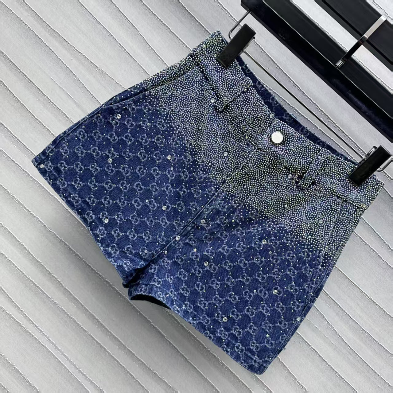 Hot drilling gradient denim shorts suit