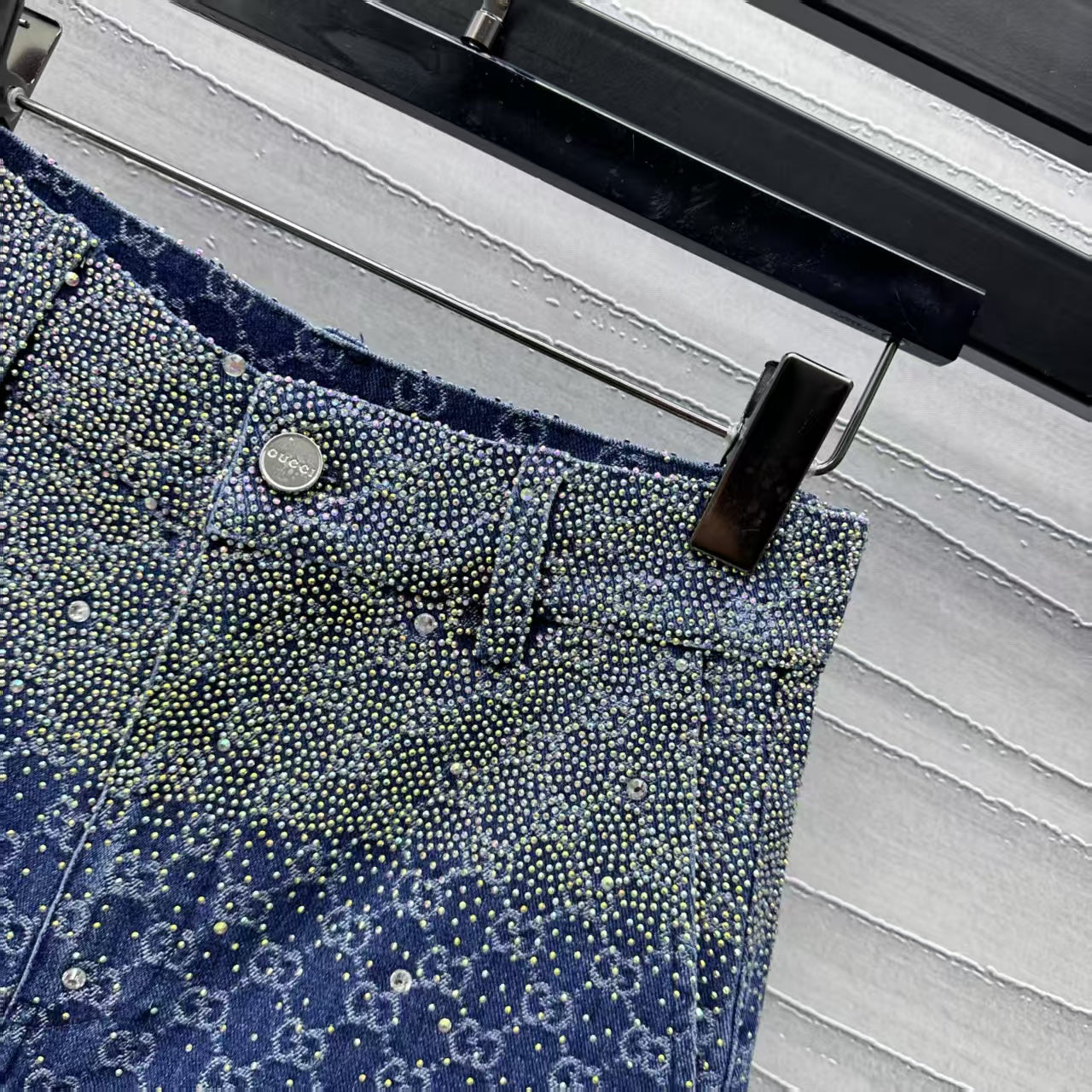 Hot drilling gradient denim shorts suit