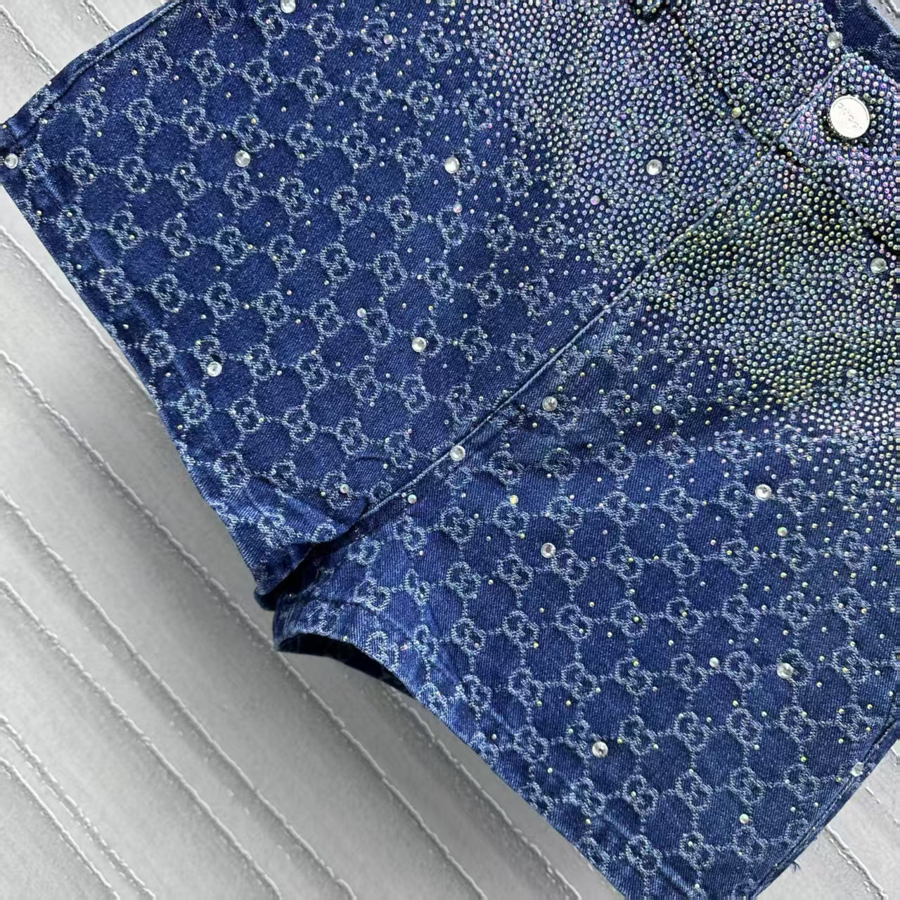 Hot drilling gradient denim shorts suit