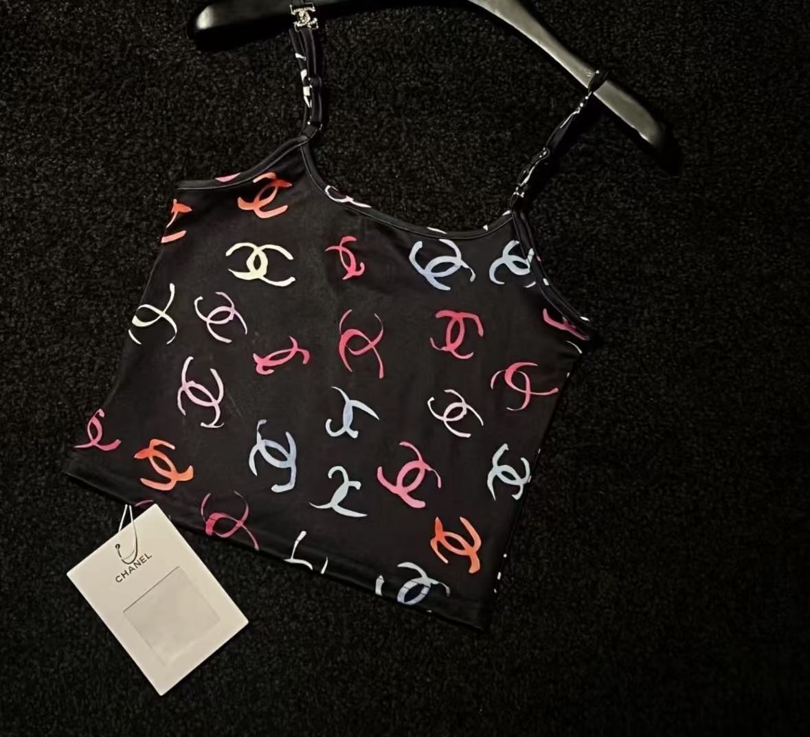 Color letterpress black suspender vest