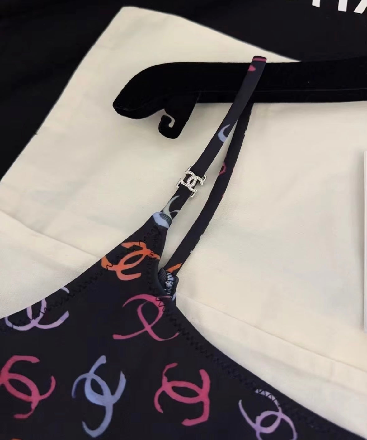 Color letterpress black suspender vest