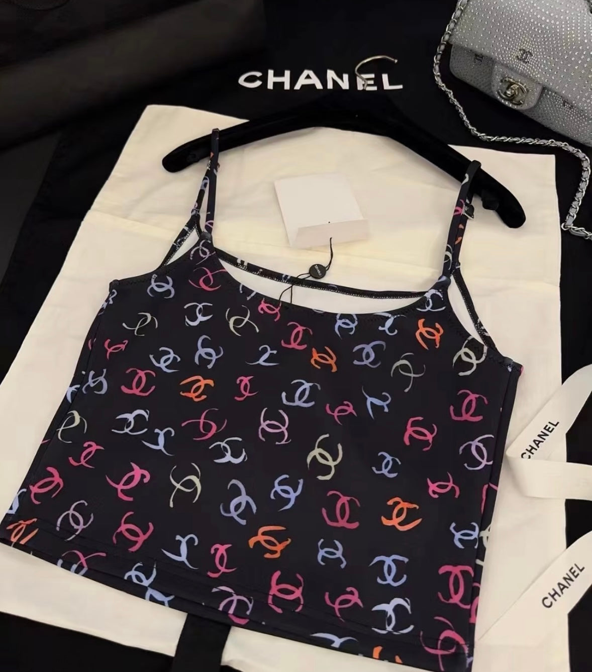 Color letterpress black suspender vest