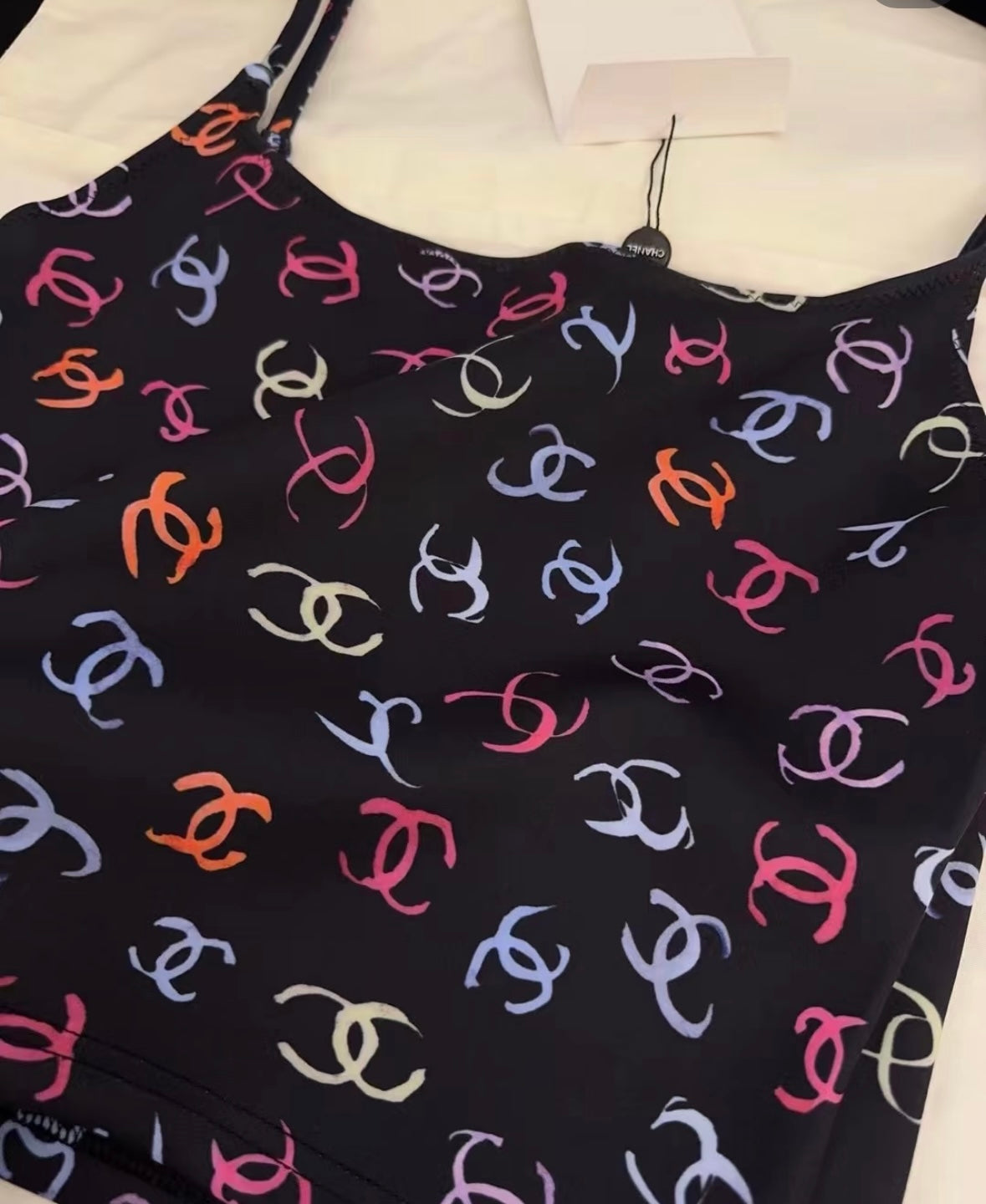 Color letterpress black suspender vest