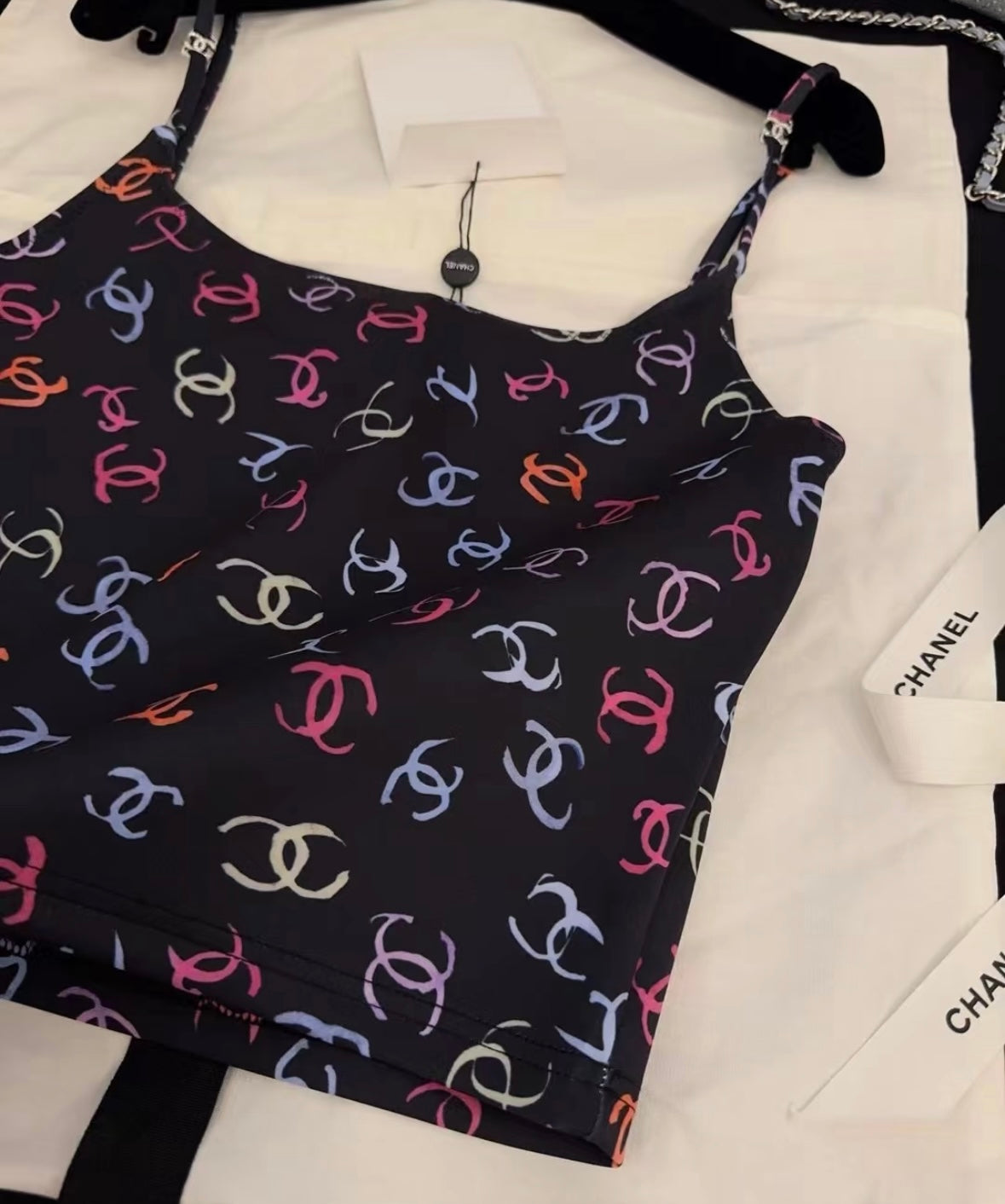 Color letterpress black suspender vest