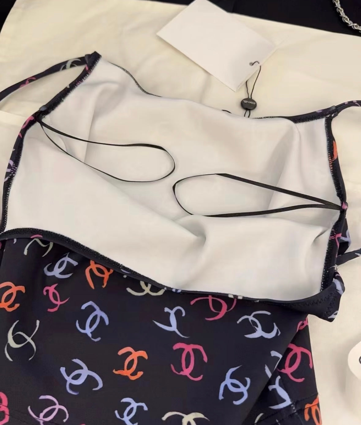 Color letterpress black suspender vest