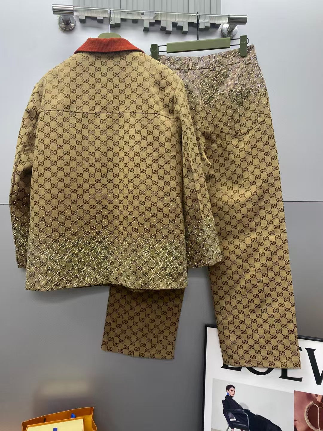Hot drilling jacquard trousers suit