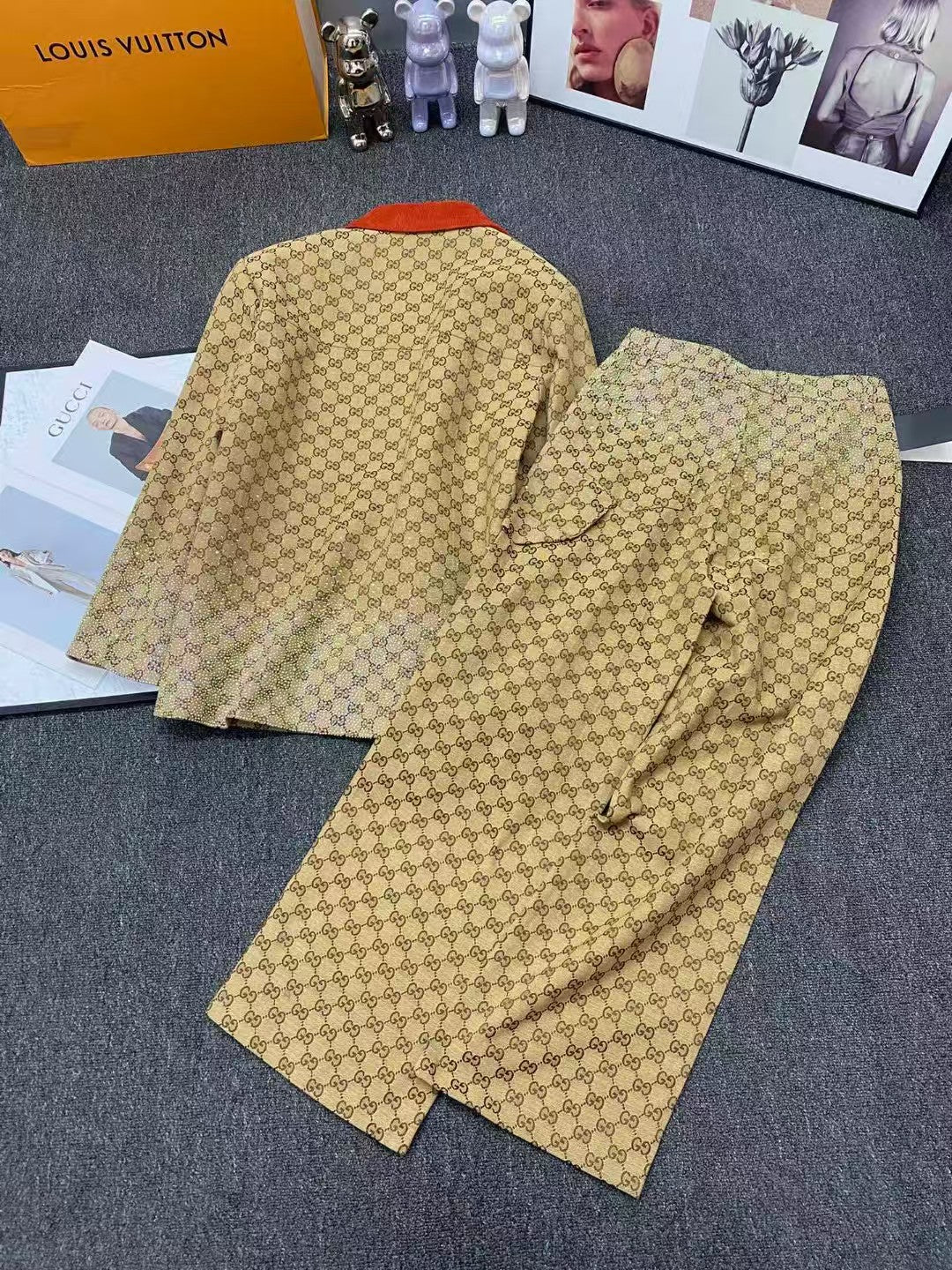 Hot drilling jacquard trousers suit