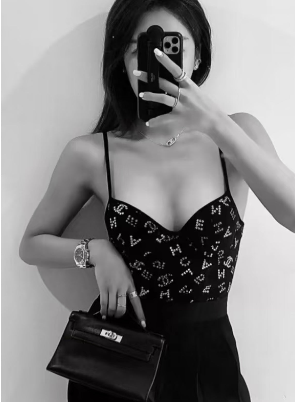 Rhinestone printed swimsuit