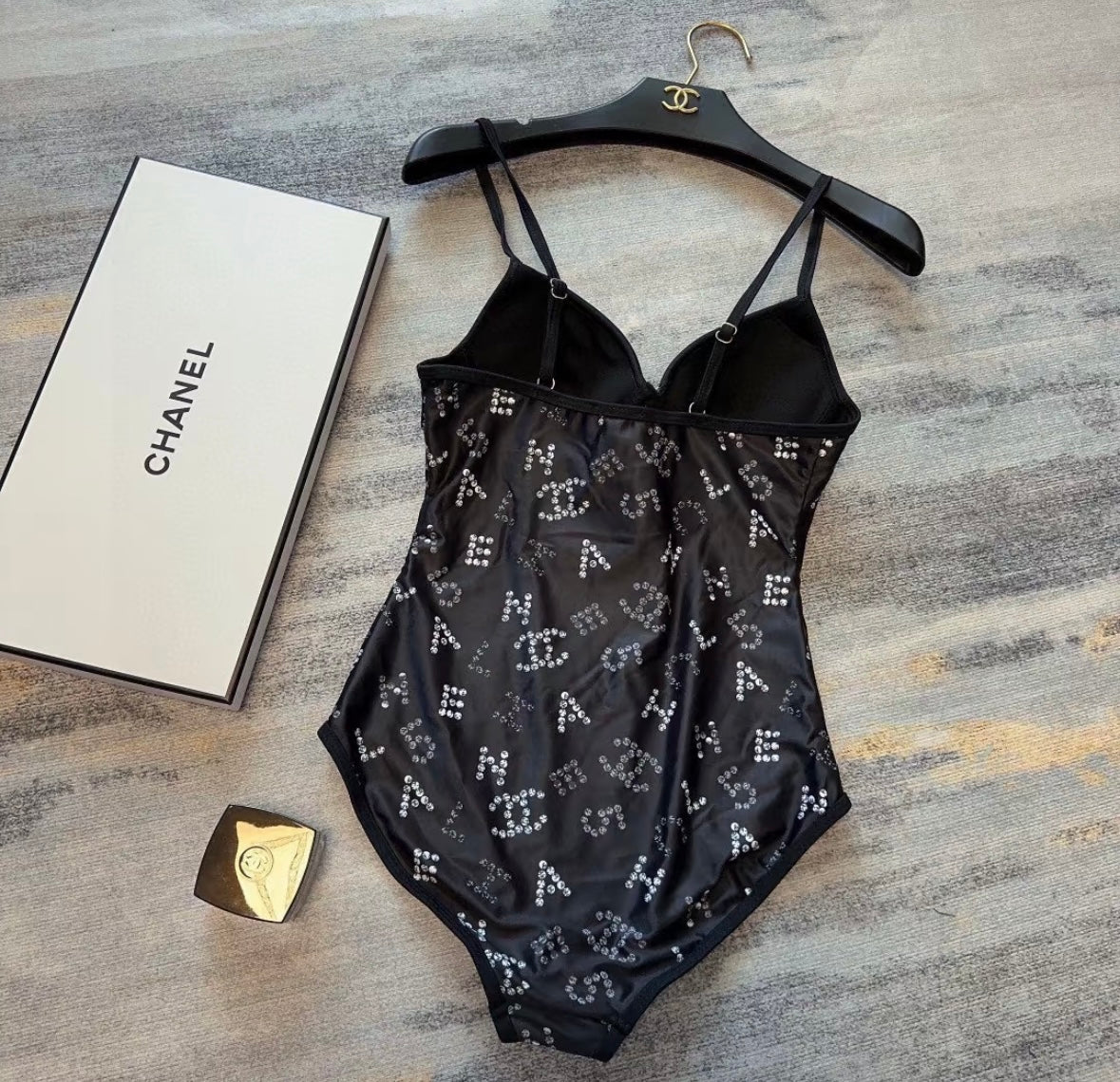 Rhinestone printed swimsuit