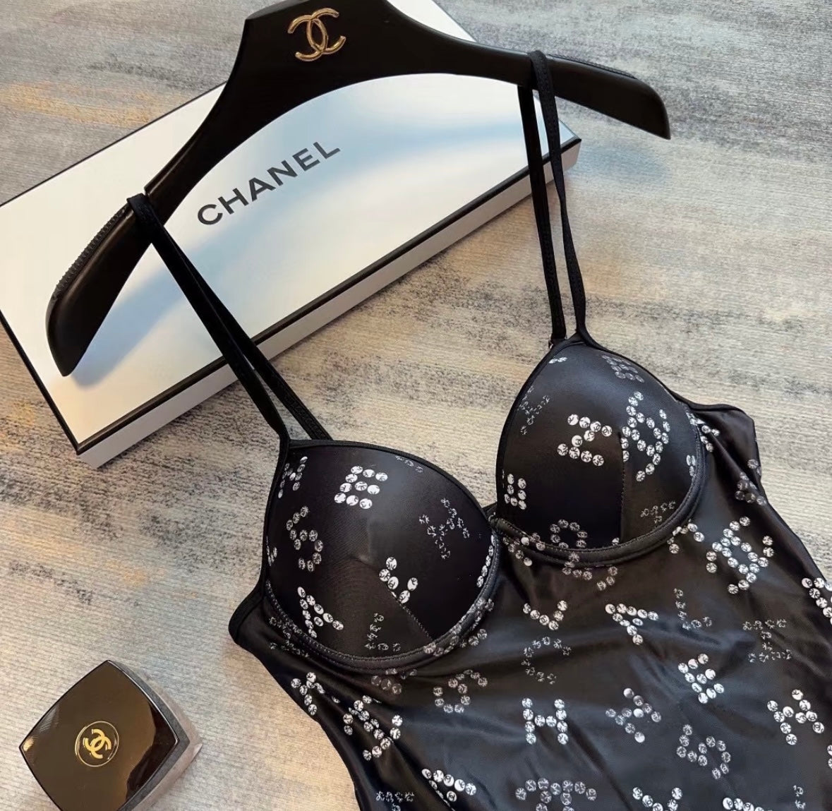 Rhinestone printed swimsuit
