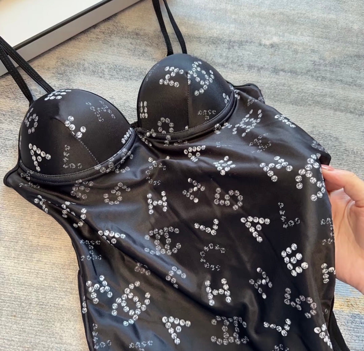 Rhinestone printed swimsuit
