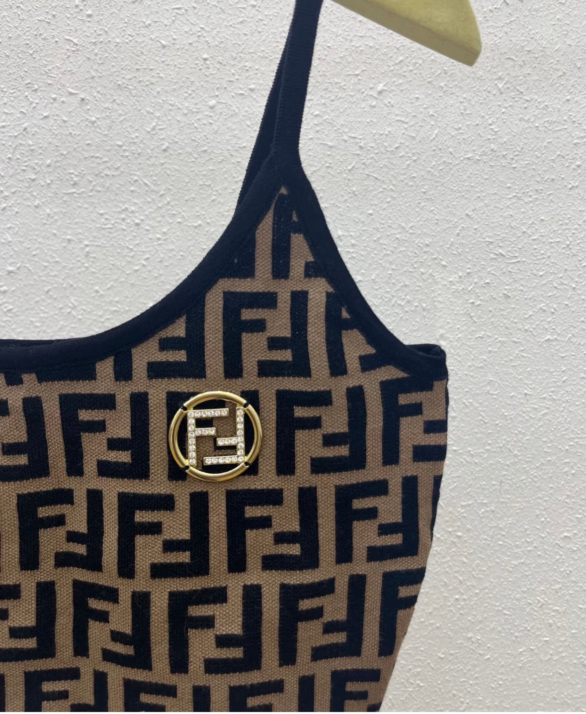 Double F jacquard vest with thin shoulder straps