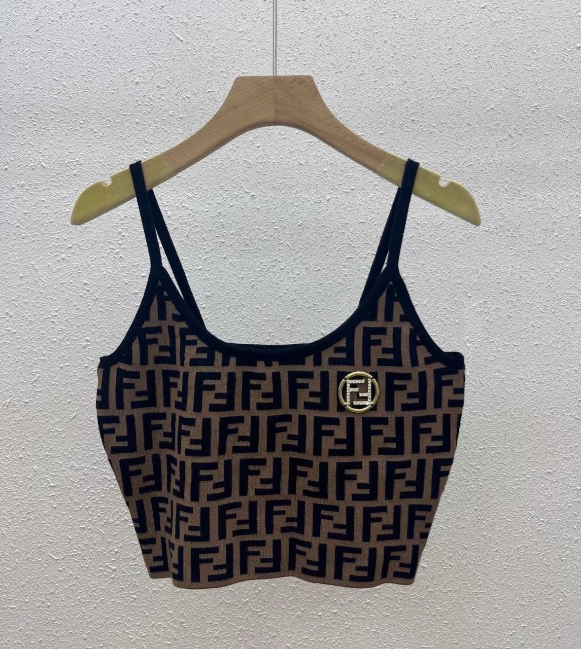 Double F jacquard vest with thin shoulder straps