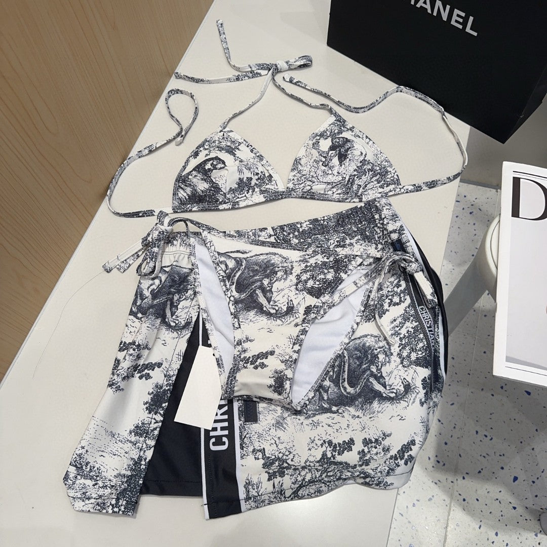 Classic artistic swimsuit three-piece set